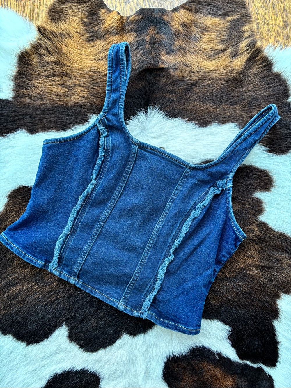 Lee Denim Cropped Tank Top in Blue
